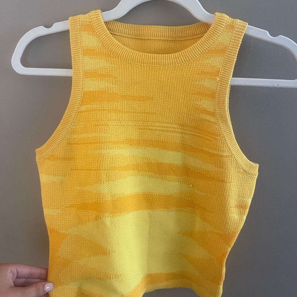Yellow Patterned Knit Tank